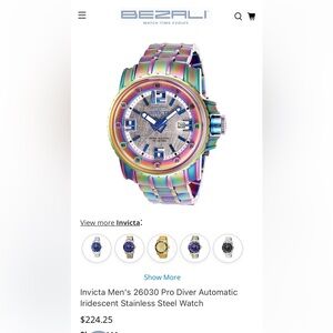 Invicta Men’s Pro Diver Automatic Iridescent Stainless Steel Watch - model 26030